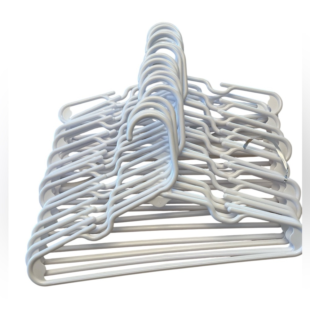 Children’s White Plastic Clothes Hangers set of 20